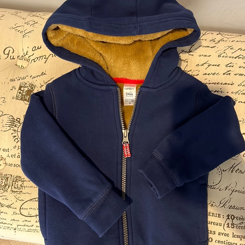 Carter’s Navy blue Sherpa lined Hoodie 24M